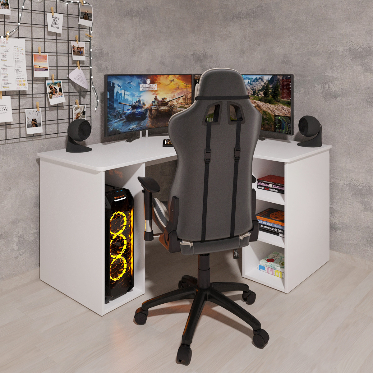 Стіл кутовий игровой Зевс Білий, фото 1