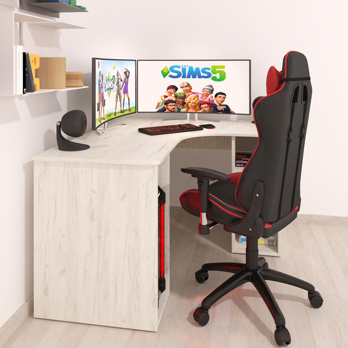 Стол угловой игровой Зевс Дуб Крафт Белый, цена 9500 ₴: купить на Prom ...
