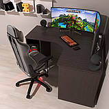 Стіл кутовий ігровий чорний Зевс Венге, фото 2