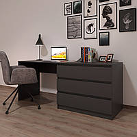 Стіл комп'ютерний з  блоком шухляд Аполлон Антрацит