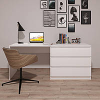 Стіл комп'ютерний з блоком шухляд Аполлон Білий