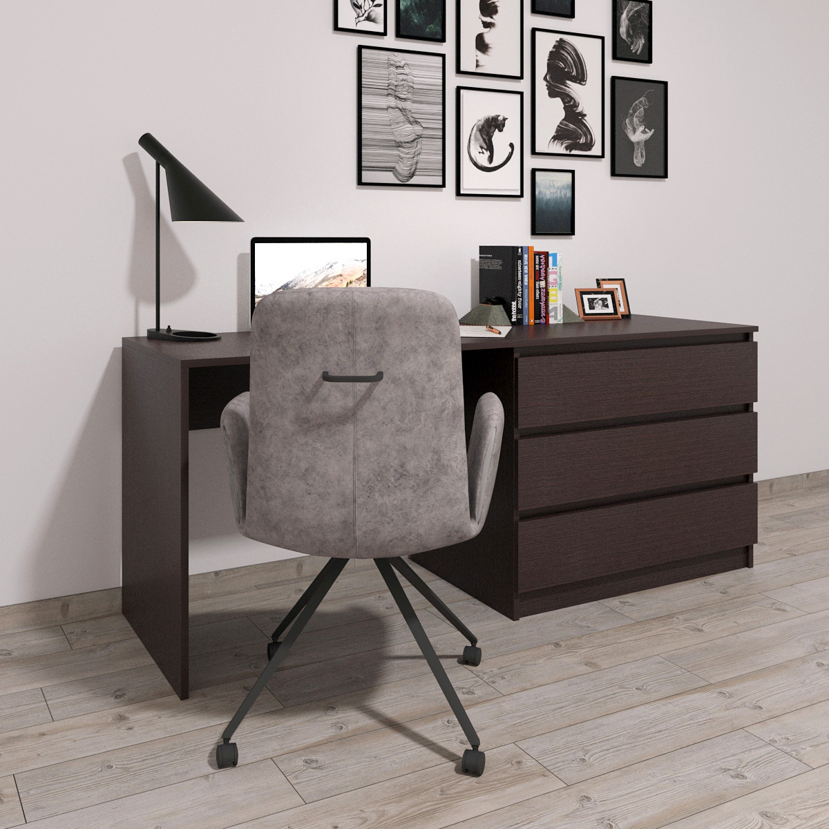 Стіл комп'ютерний з блоком шухляд Аполлон Венге, фото 1