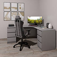 Стіл комп'ютерний кутовий Леон Алюміній