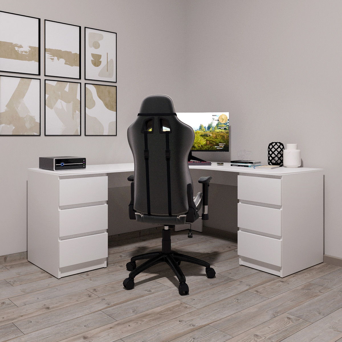 Стіл комп'ютерний кутовий Леон Білий, фото 1