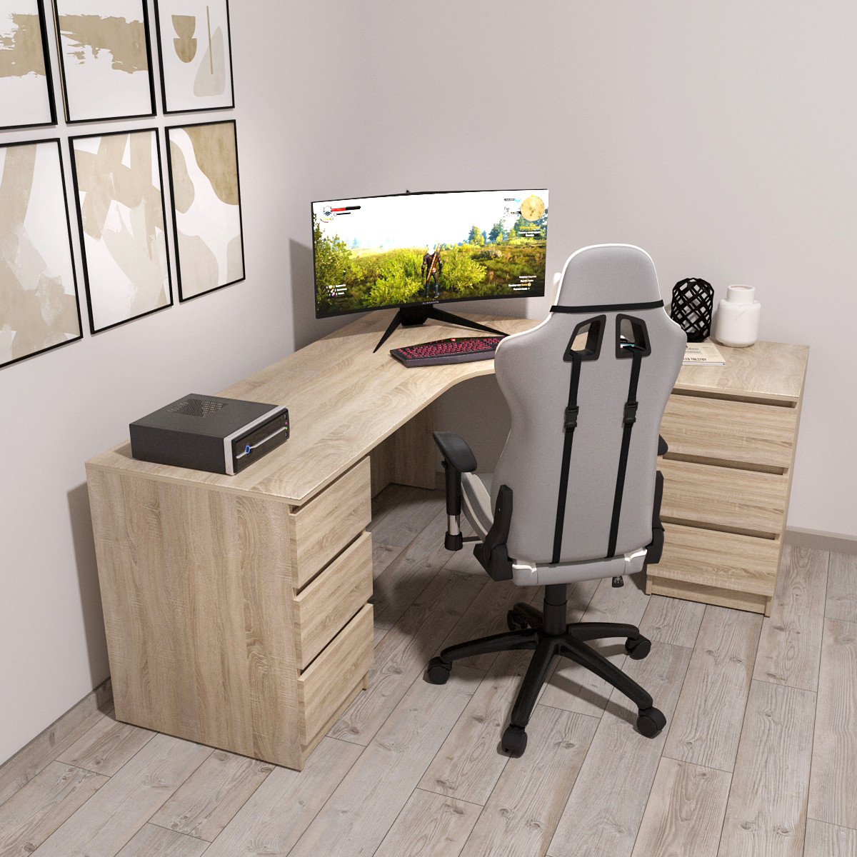 Стіл комп'ютерний кутовий Леон Дуб Сонома, фото 1