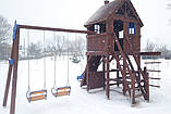 Сучасний дитячий майданчик із дерева Дача з гойдалкою, червона, фото 7