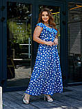 Жіноче літнє плаття максі довжини Тканина софт принт горох Розміри 48-50, 52-54, 56-58, 60-62, фото 4