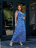 Жіноче літнє плаття максі довжини Тканина софт принт горох Розміри 48-50, 52-54, 56-58, 60-62, фото 5