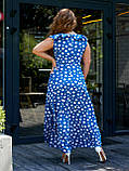 Жіноче літнє плаття максі довжини Тканина софт принт горох Розміри 48-50, 52-54, 56-58, 60-62, фото 6