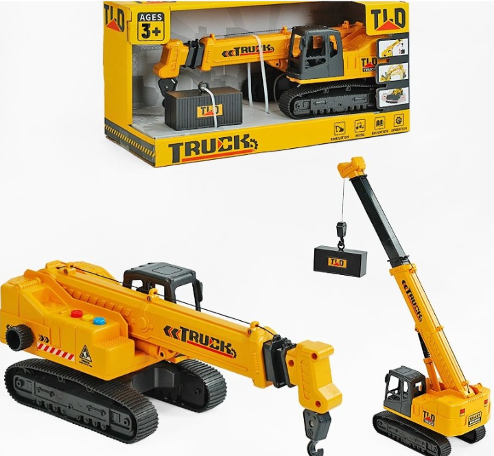 Іграшковий інерційний будівельний кран на гусеницях, світлові та звукові ефекти. WY 584-2, від 3 років