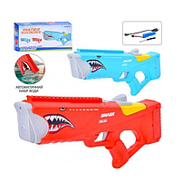 Водяний бластер АКУЛА на акумуляторі, USB заряд, автоматично набирає воду, у двох кольорах. 775-57