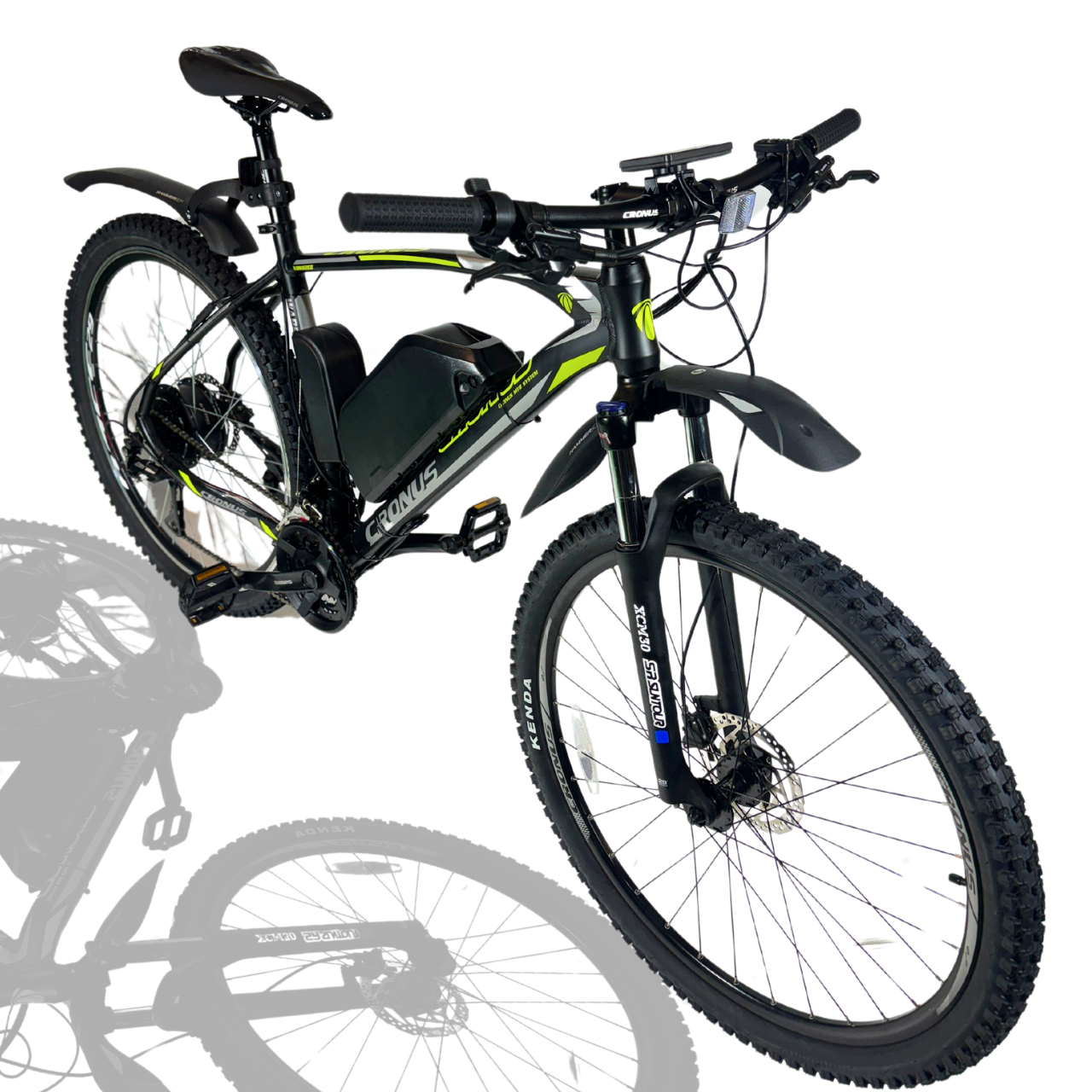 Електровелосипед CRONUS 29" Warrior 2024 Рама 21" black-lightgreen 15ah 500В 48В з дисплеєм