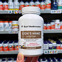 Real Mushrooms Lion's Mane, їжовик гребінчастий для пам'яті та роботи мозку, герицій, 120 капсул