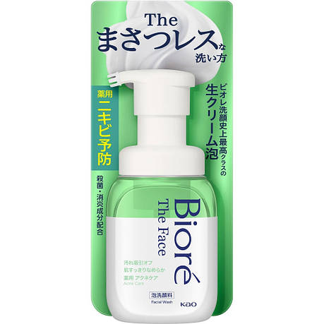 Kao Biore The Face Foam Acne Care Пінка для вмивання антибактеріальна проти акне з ароматом свіжих трав 200, фото 1