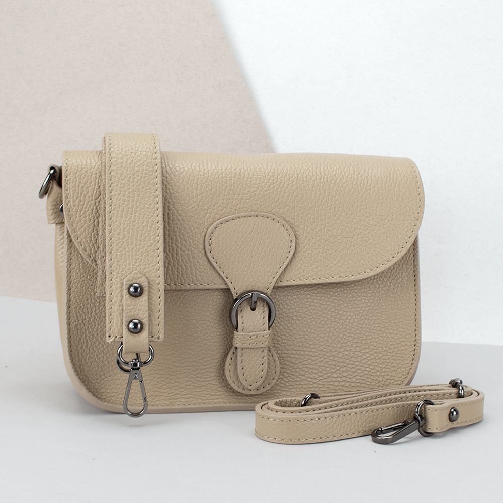 Сумка жіноча шкіряна кросбоді Virginia Conti 03164 світлий тауп