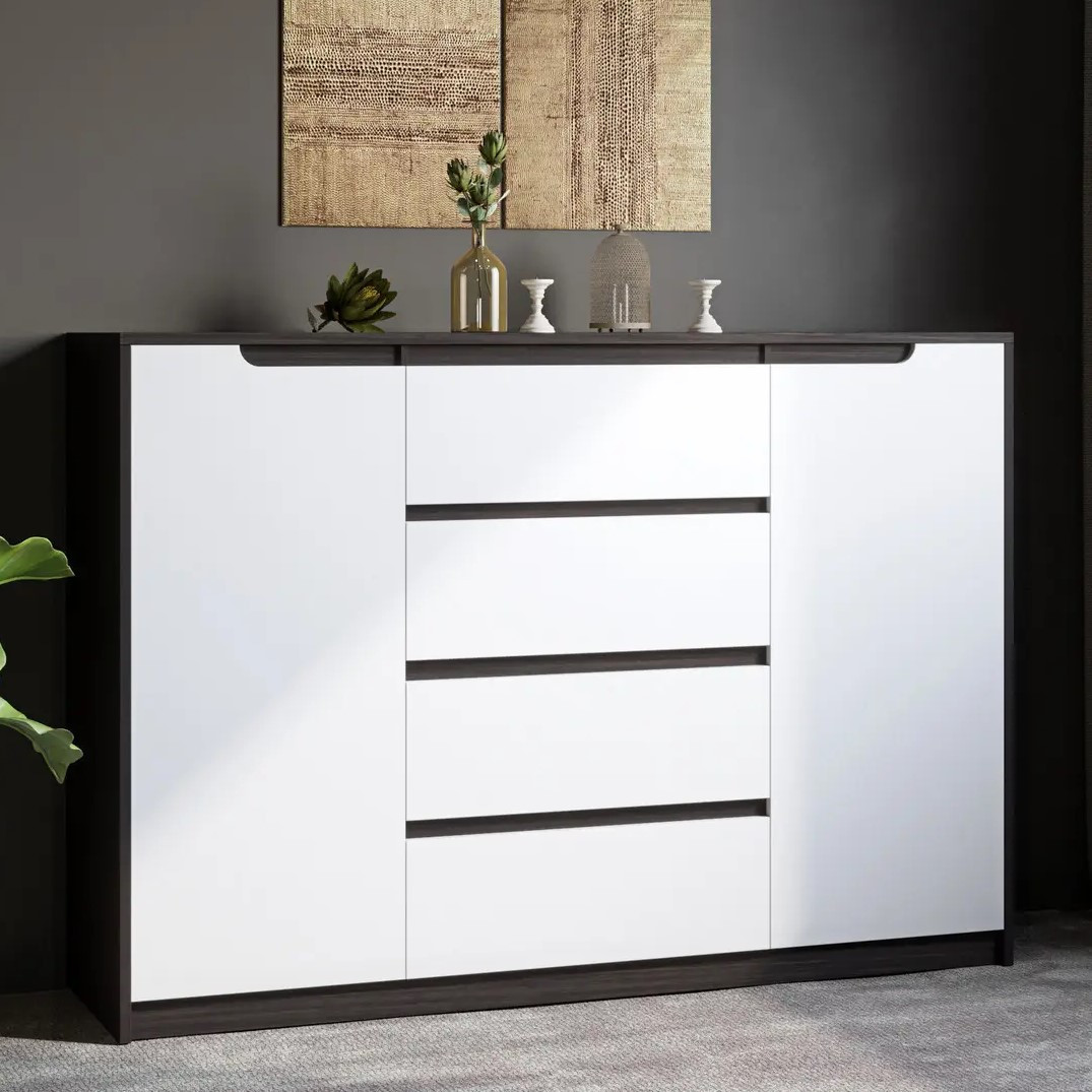 Великий комод Мікс-3 телескопи Еверест венге + білий (140х38х97,7 см), фото 1