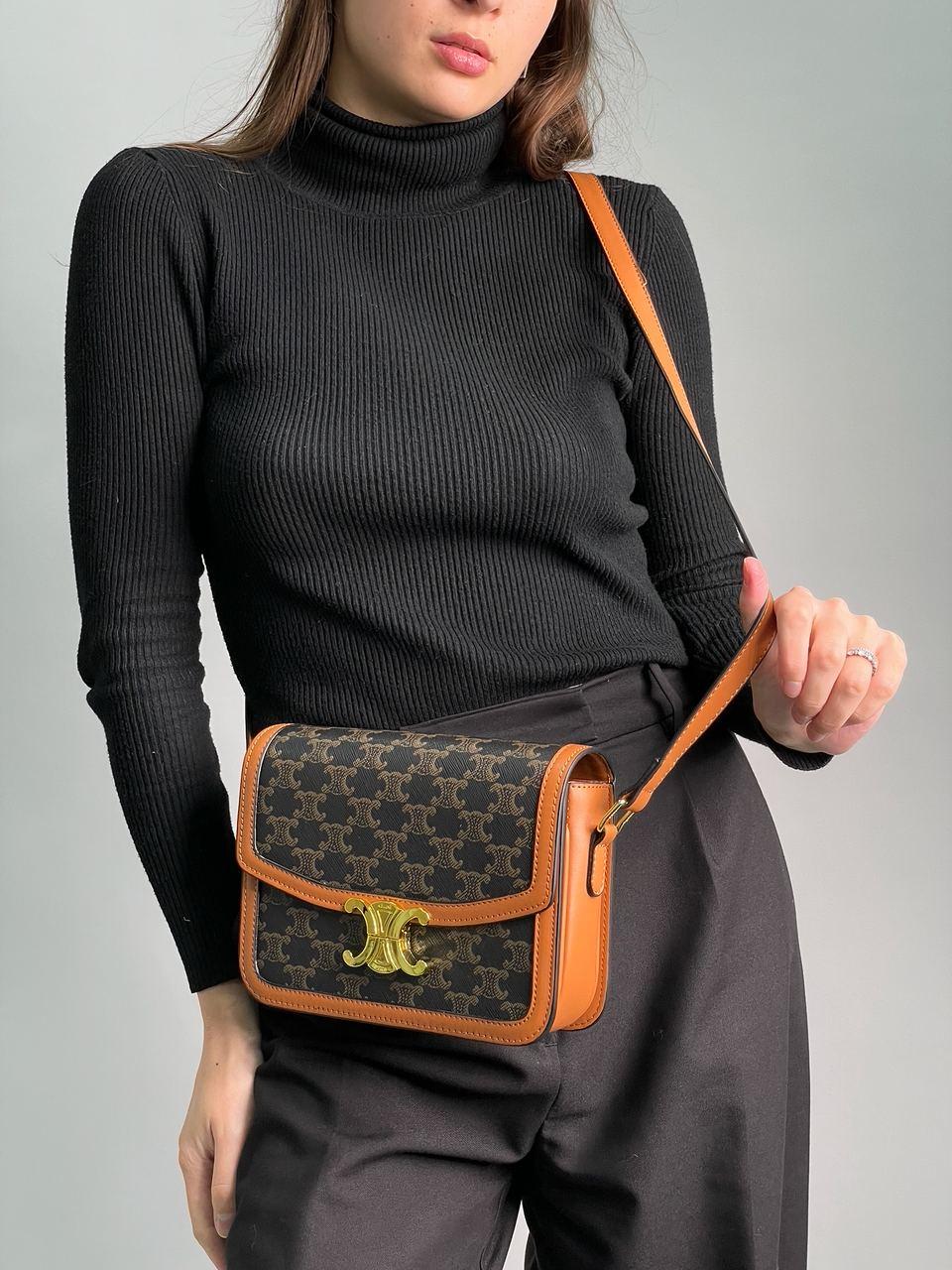 Жіноча сумка Селін чорна Celine Black Teen Triomphe Bag in Triomphe