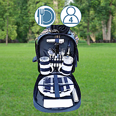 Сумка для пікніка Набір для пікніка на 4 персони Термосумки з посудом Похідний набір посуду Посуд для риболовлі