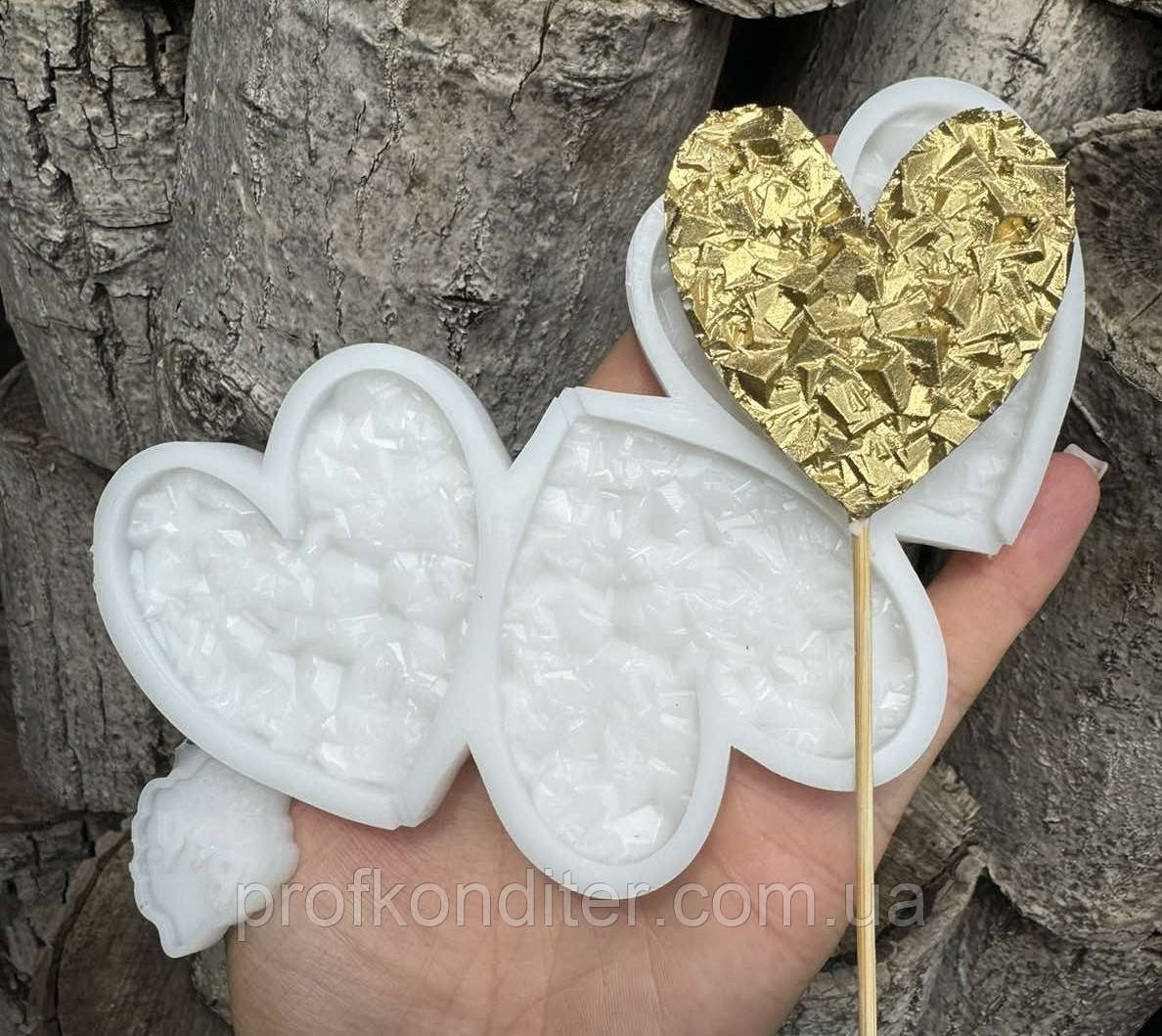 ЭКСКЛЮЗИВ! Силіконовий молд для ГІПСУ та ін "Серця з кристалами", фото 1
