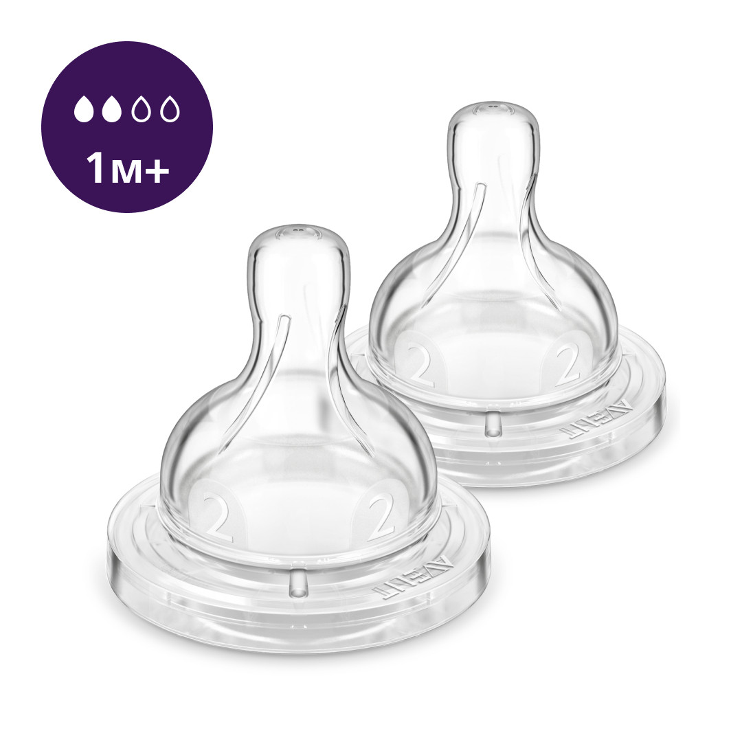 Соска силіконова Philips Avent Anti-Colic повільний потік з 1 місяця 2 шт. (Авент)SCY762/02