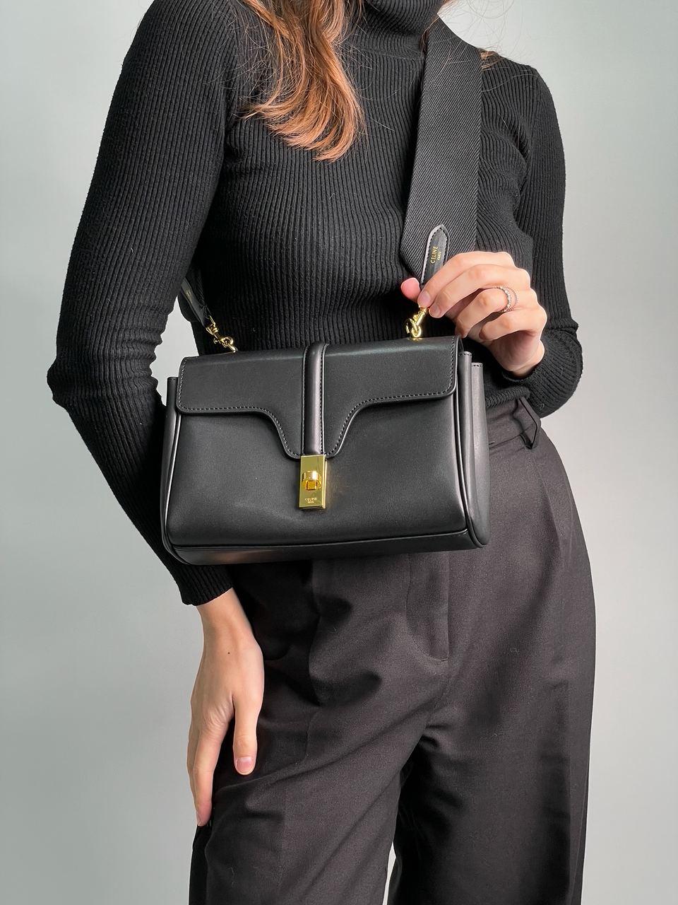 Жіноча сумка Селін чорна Celine Black Teen Soft 16 In Smooth Calfskin