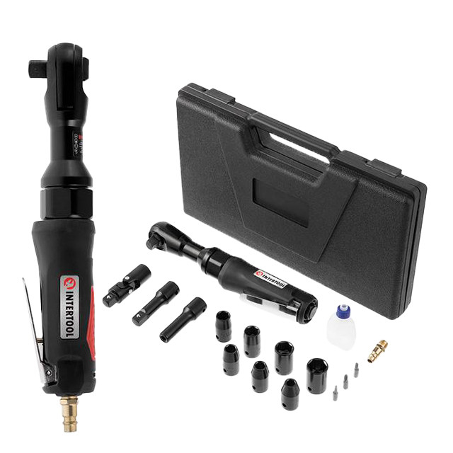 Гайковерт кутовий пневматичний у валізі + набір головок 1/2" INTERTOOL PT-1110, фото 1