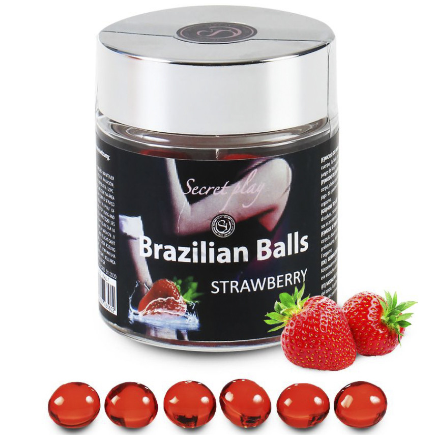 Потерта Коробка! Набір бразильських кульок 6 STRAWBERRY BRAZILIAN BALLS JAR. Кітті, фото 1