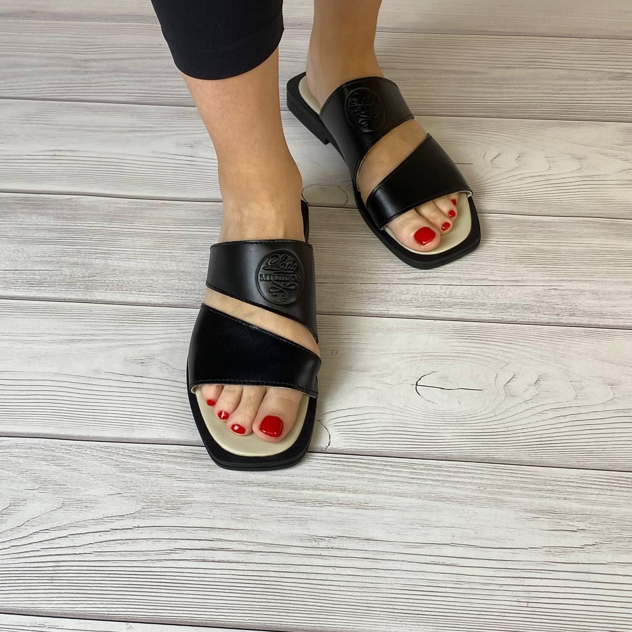 Жіночі шкіряні шльопанці, фото 1