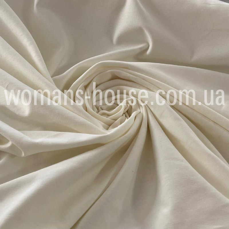 Ткань кулір стрейч Туреччина 190 г./м2 (футболкова) Молочний, фото 1