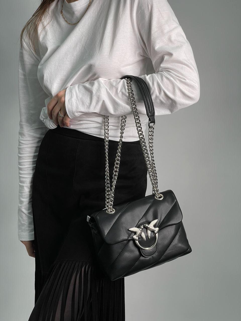 Жіноча сумка Пінко чорна Pinko Black Baby Love Bag Puff Maxi Quilt