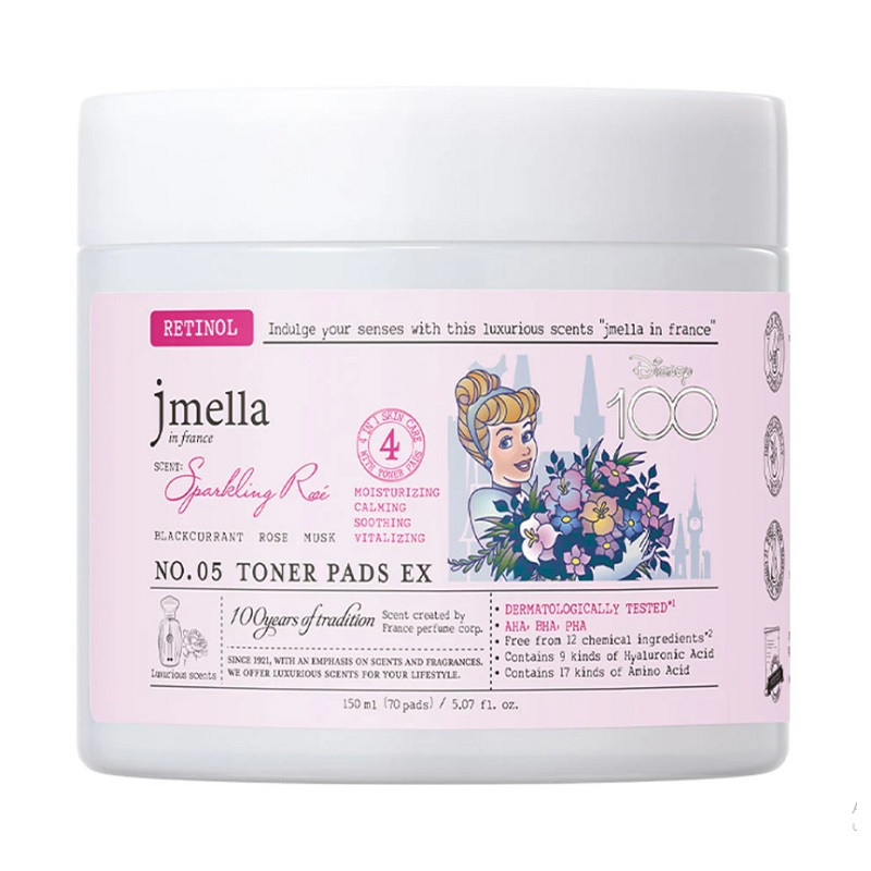 Тонер-педи з ароматом троянди N05 Jmella In Sparkling Rose Toner Pads EX 70 шт.