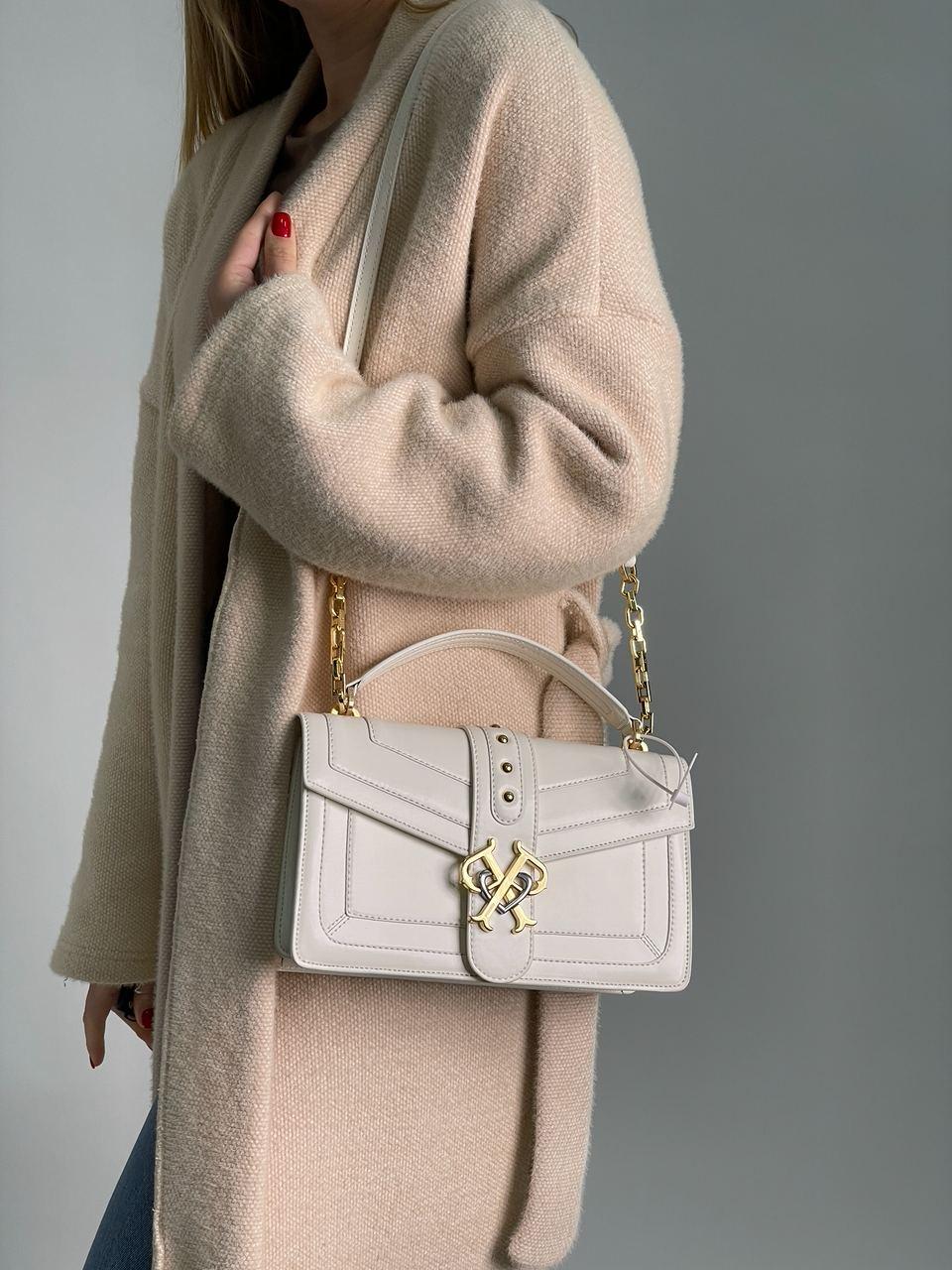 Жіноча сумка Пінко біла Pinko White Double P Large Icon Jewel