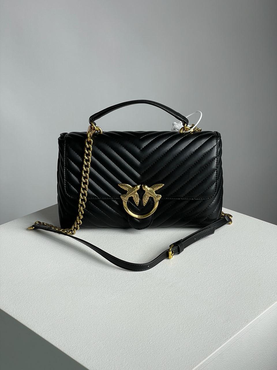 Жіноча сумка Пінко чорна Pinko Black Classic Lady Love Bag Puff Chevron