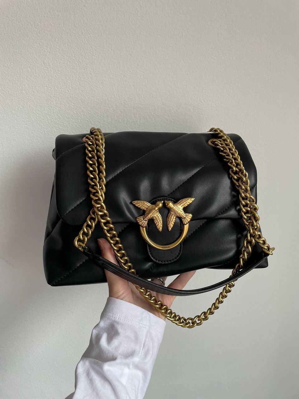Жіноча сумка Пінко чорна Pinko Black Big Love Bag Puff Maxi Quilt