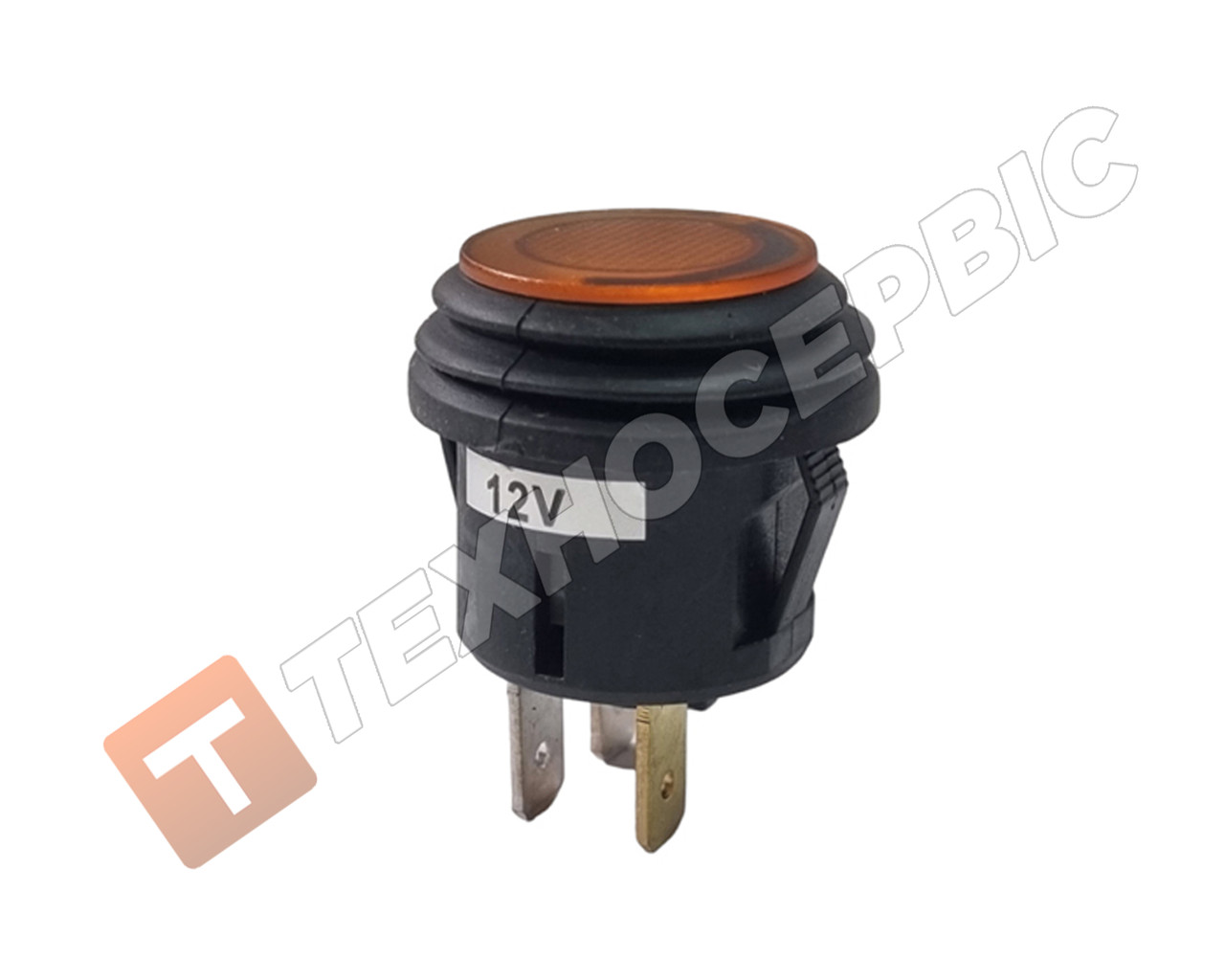 Кнопка кругла герметична з жовтою підсвіткою 12v 20А ( AK-SA Турція)