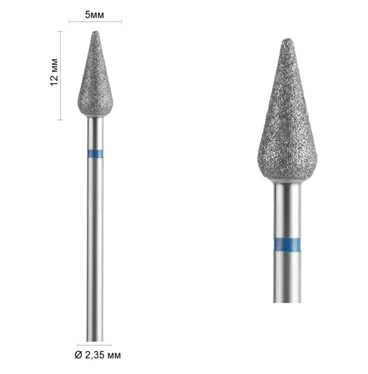 Фреза алмазна Ø 5 мм 266 крапля, синя насічка 524-050 DLX, фото 1