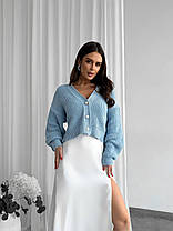 Жіночий укорочений кардиган на ґудзиках із бавовни, фото 2