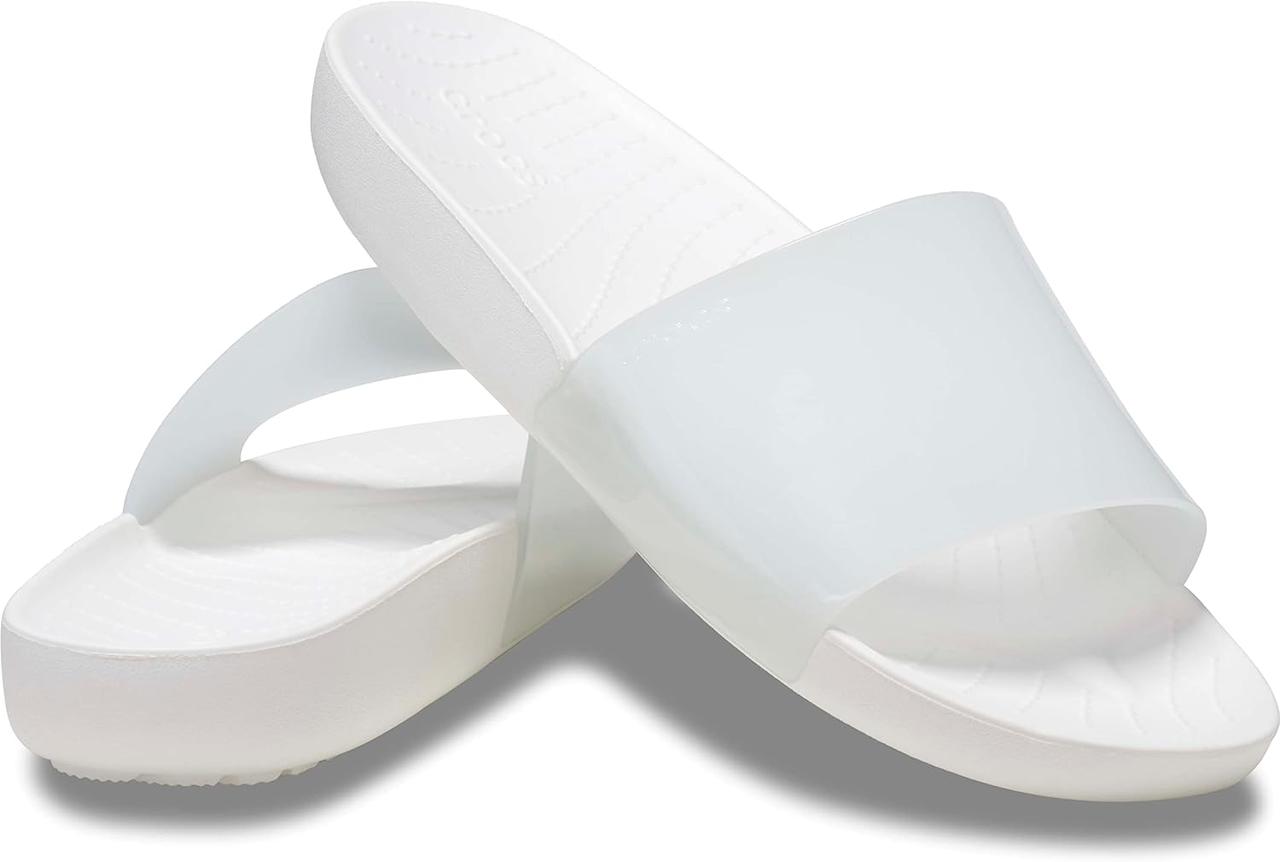 Шльопанці жіночі Crocs Splash slide glossy білі.