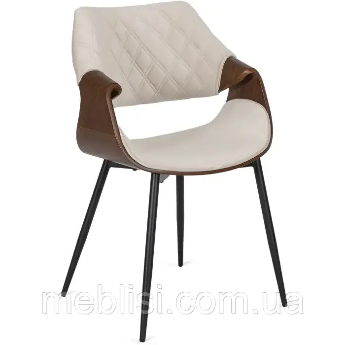 Стілець оксамитовий DAKOTA Velvet, бежевий / горіховий (MEBEL ELITE) ME.DAKOTA/BZ/O/V/K