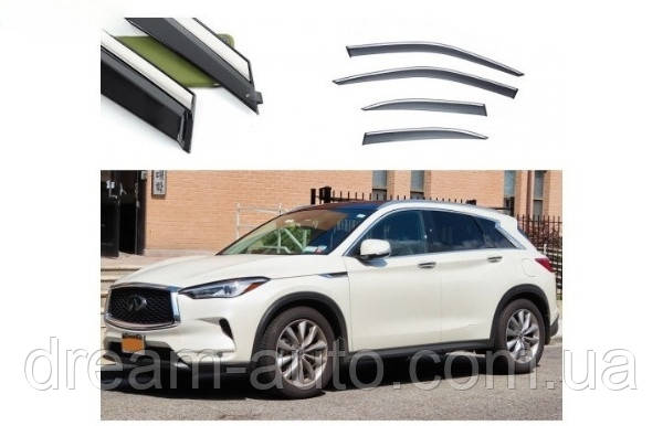 Дефлектори вікон Infiniti QX50 2015 з хром молдингом