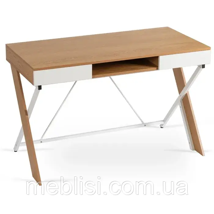 Письмовий стіл REA, 120 см, Золотий дуб / Білий (MEBEL ELITE) ME.REA/D/B/B