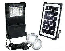 Автономна зарядна станція GDTimes GD-07A 2 лампочки LED ліхтар з повербанком 30W Сонячна панель