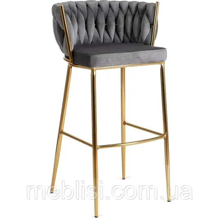 MEBEL ELITE Барний стілець FLORES 2 сірий велюр (ME.FLORES2/P/ZL/V/H), фото 1