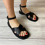 Жіночі босоніжки з натуральної шкіри з переплетенням і застібкою на щиколотці, фото 3