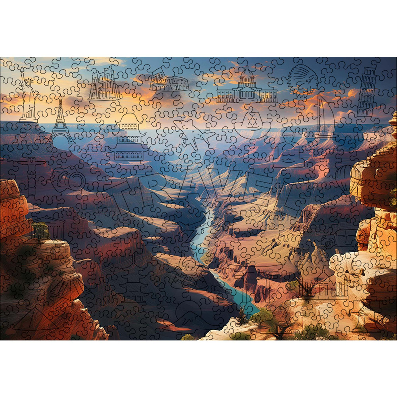 Середній Фігурний Дерев'яний Пазл Woods Story Великий каньйон L, фото 1