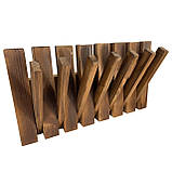 Настінна вішалка з дерева на 7 гачків, власного виробництва (ялина+модрина) Коричнева, фото 2