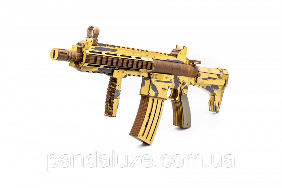 Дерев'яний 3D конструктор іграшка автомат HK416, модель 235 деталей, фото 1