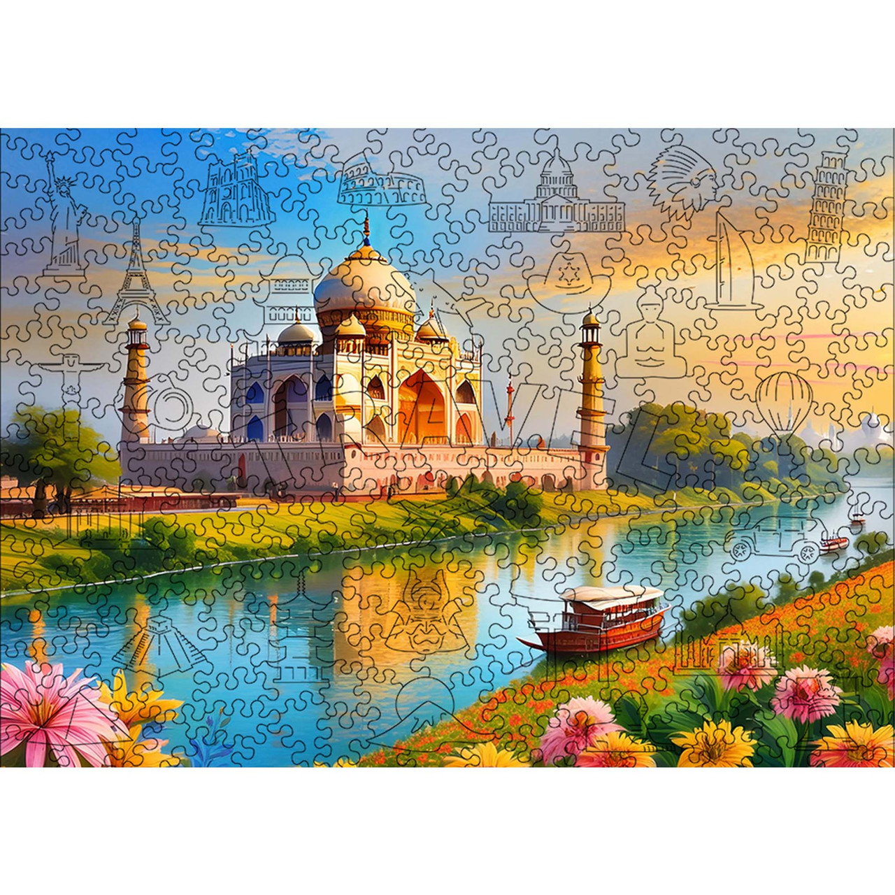 Середній Фігурний Дерев'яний Пазл Woods Story Тадж Махал L, фото 1