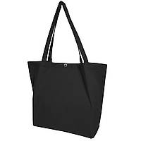 Еко сумка шопер чорна 50х38х14 см однотонна горизонтальна бавовняна / Місткі сумки для покупок