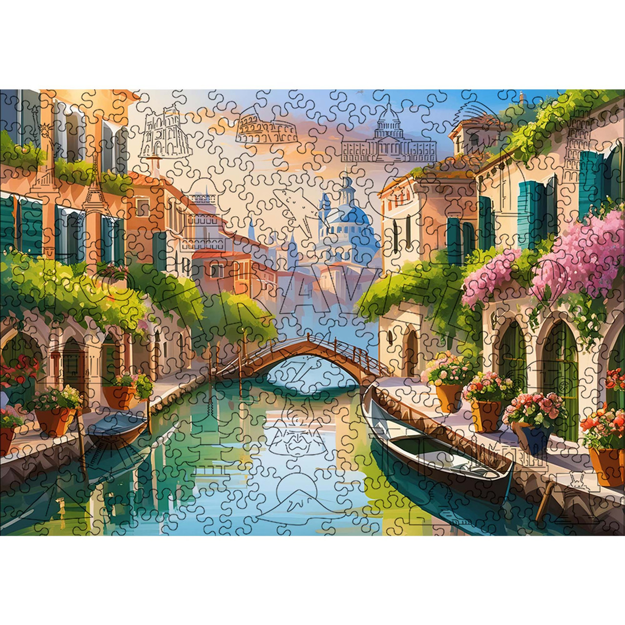 Середній Фігурний Дерев'яний Пазл Woods Story Венеція L, фото 1